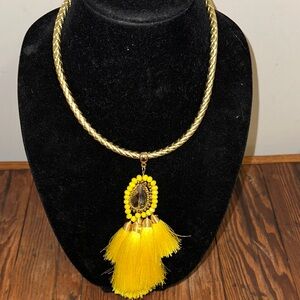 Elegant Gold and Yellow Tassel Necklace